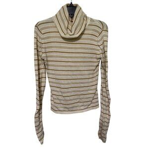 Oxford Fulham Mock Neck Sweater White Tan Stripe Womans S